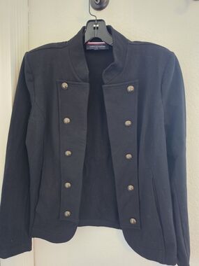 Tommy Hilfiger Black Military-Style Double-Breasted Blazer